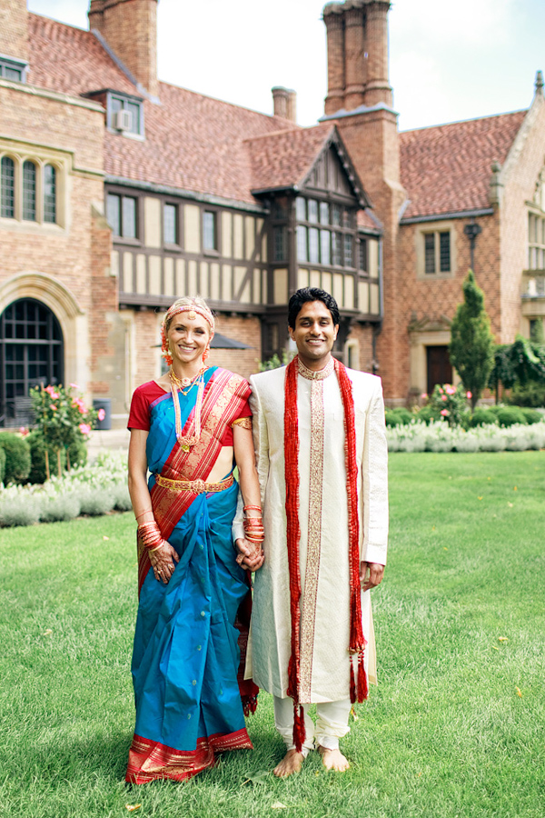 the happy couple - traditional Indian wedding attire - photo by Chicago based wedding photographers Harrison Studio